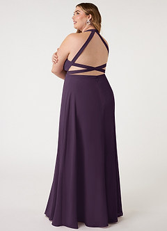 Azazie Clarice Bridesmaid Dresses Plum A-Line Halter Chiffon Dress image12