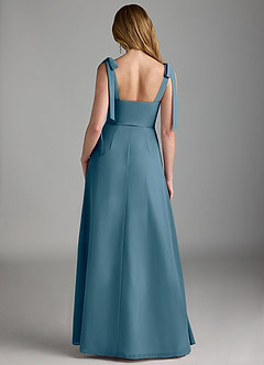 Azazie Lizet Brautjungfernkleider A-Linie Herzausschnitt Chiffon Kleid Bermudablau image2