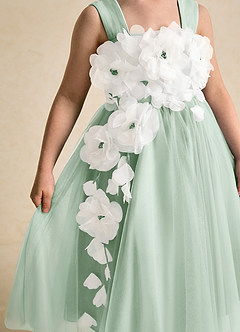 Azazie Dovey Flower Girl Dresses Agave Ball-Gown Bow Tulle Dress image7