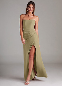 Azazie Leonis Bridesmaid Dresses Moss Green Sheath Strapless Chiffon Convertible Dress image7