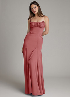 Azazie Avira Final Sale Burgundy Mermaid Stretch Satin Dress image5