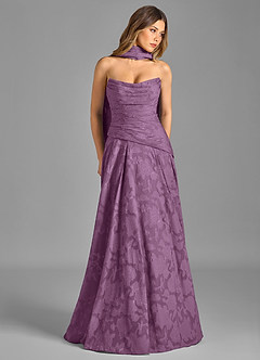 Azazie Gabriela Brautjungfernkleider A-Linie Schulterfrei Blumen-Burnout Kleid Blauregen image3