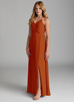 Azazie Davis Junior Paprika A-Line Chiffon Dress image4