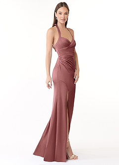 Azazie Emeria Bridesmaid Dresses Amethyst Mermaid Pleated Stretch Satin Dress image4
