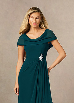 Azazie Mary Mother of the Bride Dresses Pine A-Line Side Slit Chiffon Dress image5
