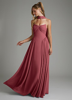 Azazie Evan Bridesmaid Dresses Merlot A-Line Strapless Chiffon Dress image1