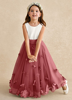 Azazie Vi Flower Girl Dresses Antique Rose A-Line Sleeveless Tulle Dress image6
