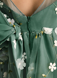 Azazie Elowen Flower Girl Dresses Dark Green A-Line Sweetheart Neckline Lace Dress image7