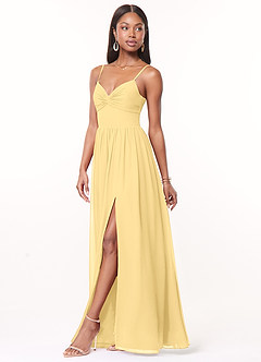Azazie Zeya Bridesmaid Dresses Butter A-Line V-Neck Pleated Chiffon Dress image4