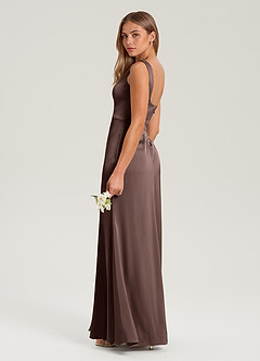 Azazie Frostine Bridesmaid Dresses Ganache A-Line Bow Stretch Satin Dress image3