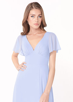 Azazie Kimber Bridesmaid Dresses Lavender A-Line Flounce Sleeve Chiffon Dress image5