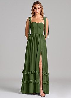 Azazie Anastacia Bridesmaid Dresses Olive A-Line Sweetheart Neckline Chiffon Dress image6