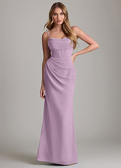 Azazie Mai Bridesmaid Dresses Wisteria Sheath Pleated Chiffon Dress image1