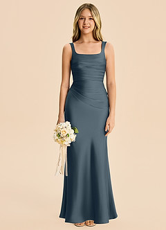 Azazie Agustina Junior Twilight Sheath Pleated Stretch Satin Dress image6