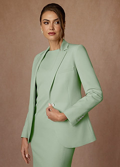 front Kennedy Zakurzona Szałwia Komplet Ze Strukturowaną Marynarką I Eleganckim Garniturem