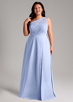Azazie Phaedra Bridesmaid Dresses Ice A-Line One Shoulder Chiffon Dress image11