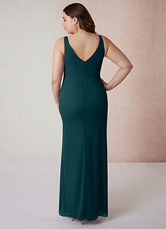 Azazie Leandra Bridesmaid Dresses Pine Mermaid V-Neck Pleated Mesh Dress image9