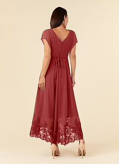 Azazie Palana Mother of the Bride Dresses Rust A-Line Lace Chiffon Dress image3