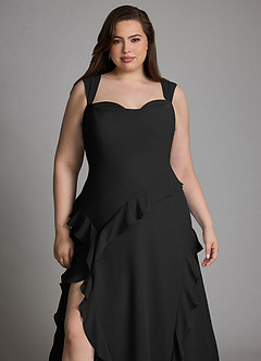 Azazie Sloane Bridesmaid Dresses Black A-Line Sweetheart Neckline Chiffon Dress image13
