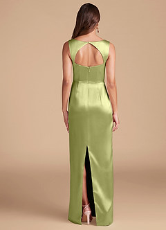 Azazie Flori Brautjungfernkleider Etui Seitliche Cut-Outs Metallischer Satin Kleid Pistazie image4