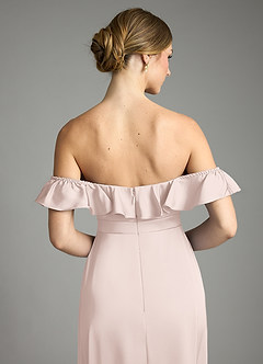 Azazie Lyra Bridesmaid Dresses Blushing Pink A-Line Off the Shoulder Stretch Satin Convertible Dress image9