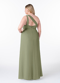 Azazie Maive Robes de demoiselle d'honneur Robe Fourreau en Mousseline de soie Plissé à volants Pistache image8