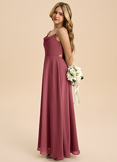 Azazie Shale Junior Merlot A-Line Bow Chiffon Dress image2