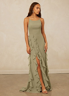 Christian Siriano Bridal for Azazie 1006 Bridesmaid Dresses Moss Green Mermaid Ruched Chiffon Dress image1