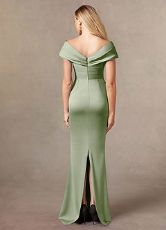 Azazie Ludlow Mother of the Bride Dresses Dusty Sage Mermaid Pleated Stretch Satin Dress image4