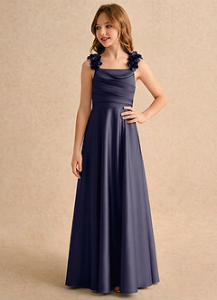 Azazie Rosita Girls Formal Flower Girl Klänningar Klänning A-Line i Stretch Satin Plisserad image4