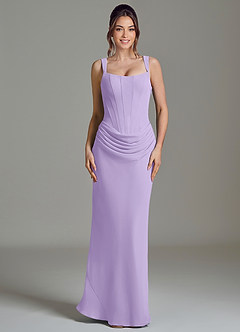 Azazie Niamh Bridesmaid Dresses Lilac Mermaid Corset Chiffon Dress image3