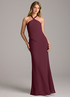 Azazie Keisha Brautjungfernkleider Etui Chiffon Kleid Cabernetrot image4