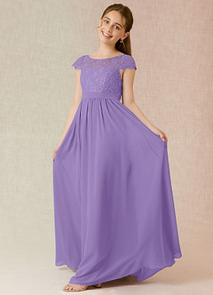 Azazie Silvermist Junior Tahiti A-Line Pleated Chiffon Dress image3