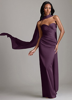 Azazie Sonora Suknie dla druhen Osłona Bez ramiączek Satyna elastyczna Do ziemi Sukienka image1