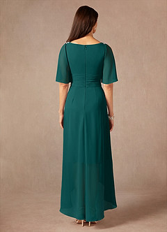 Azazie Pascual Mother of the Bride Dresses Peacock A-Line Pleated Chiffon Dress image4