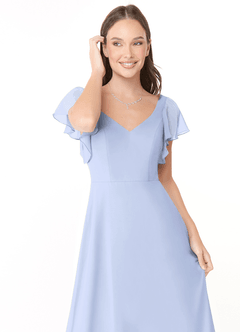 Azazie Syenna Abiti da Damigella Abito A-Line in Chiffon Increspato Ghiaccio image5