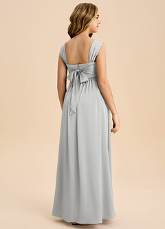 Azazie Hattie Junior A-Linie Plissee Stretch-Satin Kleid Silber image7