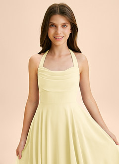 Azazie Kady Junior A-Linie Herzausschnitt Chiffon Kleid Zitronensorbet image6
