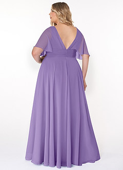 Azazie Pamela Brautjungfernkleider A-Linie V-Hals Gefaltet Chiffon Kleid Tahiti image7