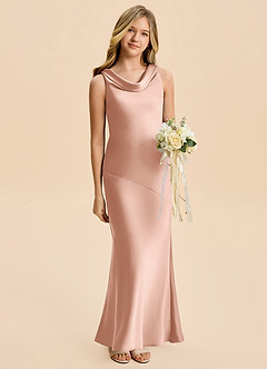 Azazie Rylina Junior Robe Sirène en Satin extensible Or Rose image3
