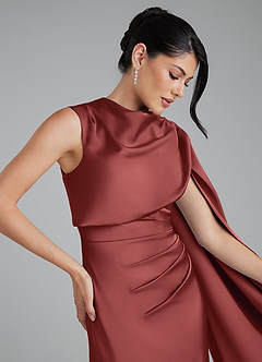 Azazie Taj Bridesmaid Dresses Terracotta Mermaid Corset Stretch Satin Dress image3