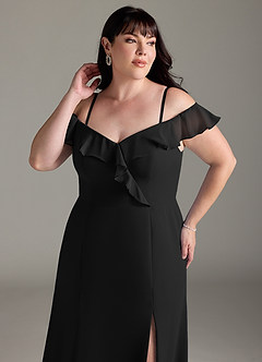 Azazie Sophie Jurken voor bruidsmeisjes Converteerbaar Jurk van Chiffon met A-Lijn Off the Shoulder Zwart image12