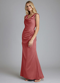 Azazie Tallie Suknie dla druhen Syrena Pofałdowany Satyna elastyczna Do ziemi Sukienka image2