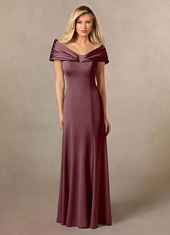 Azazie Auberdeen Mother of the Bride Dresses Sangria Mermaid Pleated Stretch Satin Dress image1