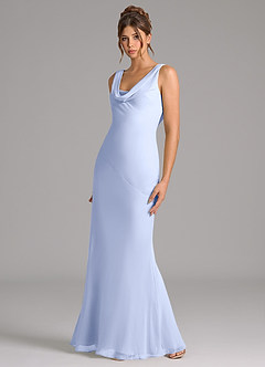 Azazie Rylina Bridesmaid Dresses Ice Mermaid Pleated Chiffon Dress image4