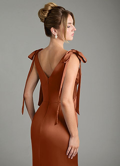 Azazie Alena Brautjungfernkleider Meerjungfrau-Linie Plissee Stretch-Satin Kleid Kupfer image11