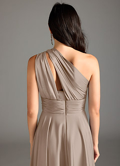 Azazie Charlize Jurken voor bruidsmeisjes Jurk van Stretch Satijn met A-lijn One-shoulder Taupe image8