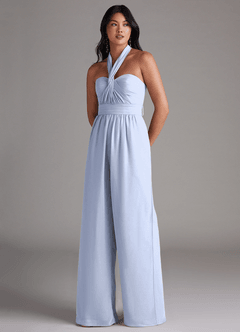 Azazie Lamara Robes de demoiselle d'honneur Combinaison Convertible en Mousseline de soie Épaule décolletée Eis image8