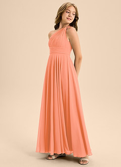 Azazie Charlize Junior Sunset A-Line Pleated Chiffon Dress image4