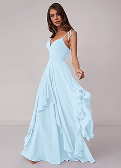Barbie ♥ Azazie Bridesmaid Dresses Sky Blue A-Line Bow Chiffon Dress image3